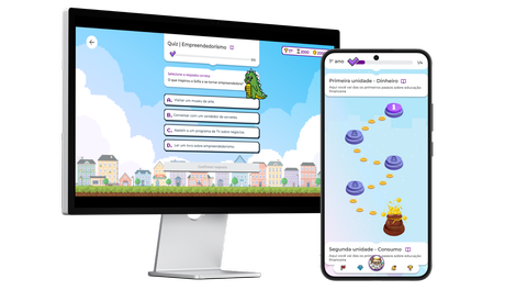 Plataforma Educoin com atividades de educação financeira gamificadas